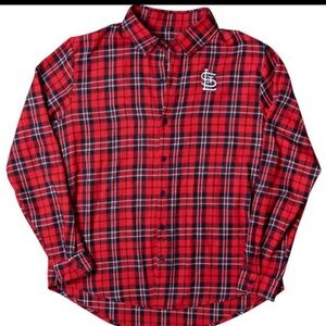 St Louis Cardinals Long Sleeved Plaid Flannel Shirt